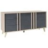 PRICE FACTORY Buffet Moyen Modèle MALMO Gris. Meuble Design Type SCANDINAVE. Effet Ultra Tendance Pour Votre Salon. - Gris
