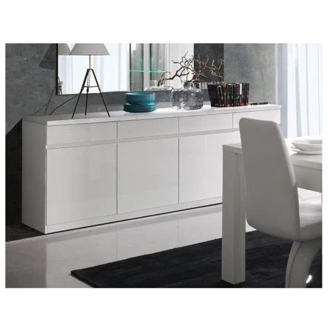 PRICE FACTORY Buffet, Bahut, Enfilade FABIO. 4 Portes Et 4 Tiroirs. Coloris Blanc Brillant High Gloss. Meuble Design Et Contemporain - Blanc 1 PRICE FACTORY Buffet, Bahut, Enfilade FABIO. 4 Portes Et 4 Tiroirs. Coloris Blanc Brillant High Gloss. Meuble Design Et Contemporain - Blanc