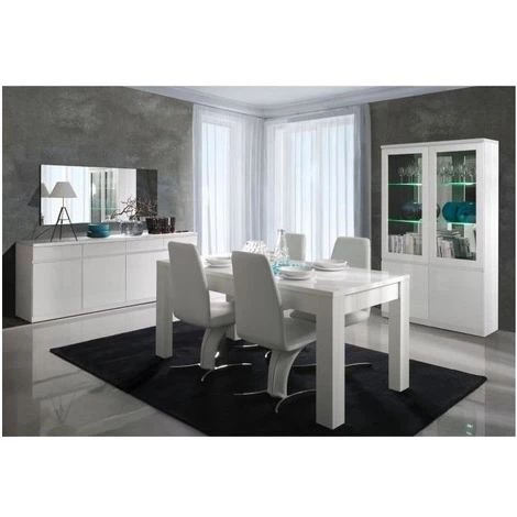 PRICE FACTORY Buffet, Bahut, Enfilade FABIO. 4 Portes Et 4 Tiroirs. Coloris Blanc Brillant High Gloss. Meuble Design Et Contemporain - Blanc 3 PRICE FACTORY Buffet, Bahut, Enfilade FABIO. 4 Portes Et 4 Tiroirs. Coloris Blanc Brillant High Gloss. Meuble Design Et Contemporain - Blanc – Image 3