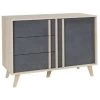 PRICE FACTORY Buffet, Enfilade, Bahut Petit Modèle MALMO. Meuble Design Type SCANDINAVE. Effet Ultra Tendance Pour Votre Salon. - Gris