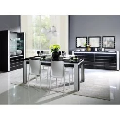 PRICE FACTORY Buffet, Bahut, Enfilade LINA Avec LED + 3 X Miroirs. Meuble Noir Et Blanc, Idéal Pour Votre Salon Ou Salle à Manger. - Noir 9 PRICE FACTORY Buffet, Bahut, Enfilade LINA Avec LED + 3 X Miroirs. Meuble Noir Et Blanc, Idéal Pour Votre Salon Ou Salle à Manger. - Noir -Buffet et enfilade Soldes 14343067 5