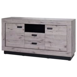 PRICE FACTORY Buffet, Bahut Petit Modèle MALA. Coloris Chêne Wellington. Meuble Design Idéal Pour Votre Salon Ou Salle à Manger. - Marron