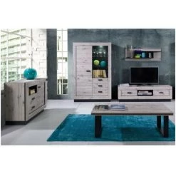 PRICE FACTORY Buffet, Bahut Petit Modèle MALA. Coloris Chêne Wellington. Meuble Design Idéal Pour Votre Salon Ou Salle à Manger. - Marron -Buffet et enfilade Soldes 14343076 4