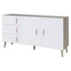 PRICE FACTORY Buffet, Enfilade, Bahut OSLO Moyen Modèle. Meuble Design Type SCANDINAVE. - Blanc
