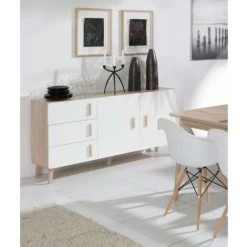 PRICE FACTORY Buffet, Enfilade, Bahut OSLO Moyen Modèle. Meuble Design Type SCANDINAVE. - Blanc -Buffet et enfilade Soldes 14343082 3