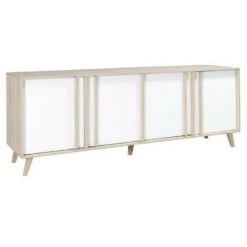 PRICE FACTORY Buffet, Enfilade, Bahut Grand Modèle MALMO. Meuble Design Type SCANDINAVE. Effet Ultra Tendance Pour Votre Salon. - Blanc
