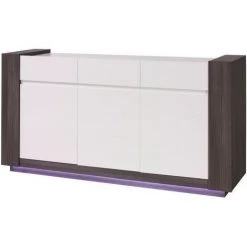 PRICE FACTORY Buffet AUGUSTO Moyen Modéle Coloris Gris Bodéga Et Blanc Brillant - Gris