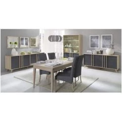 PRICE FACTORY Buffet Grand Modèle Et 3 Miroirs Couleur Chêne Clair Et Gris Béton. Collection MALMO - Gris -Buffet et enfilade Soldes 14343110 4