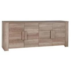 PRICE FACTORY Buffet Grand Modèle FARRA 4 Portes + 3 Miroirs. - Marron