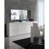 PRICE FACTORY Buffet, Bahut, Enfilade 4 Portes Et 4 Tiroirs + Miroirs FABIO. Blanc Brillant. Meuble Design Pour Votre Salon Salle à Manger - Blanc