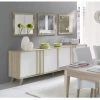 PRICE FACTORY Buffet Grand Modèle + 3 Miroirs Collection MALMO Couleur Chêne Clair Et Blanc. - Marron
