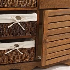 MUCOLA Meuble Haut Commode Vintage Paniers Marron Tiroir étagère Corridor Shabby -Buffet et enfilade Soldes 14361182 4