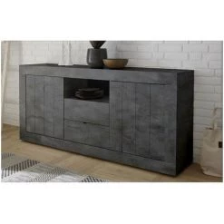 AZURA HOME DESIGN Buffet 2 Portes 2 Tiroirs SAMANTHA 184x86 Cm Anthracite