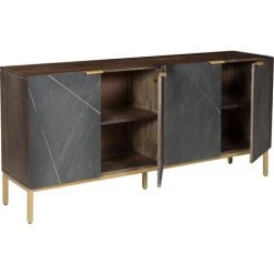 RENDEZ VOUS DéCO Buffet En Ardoise Marcelle 4 Portes - Gris -Buffet et enfilade Soldes 14470533 3