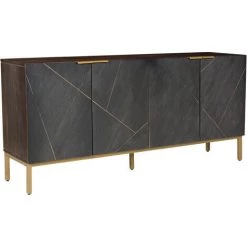 RENDEZ VOUS DéCO Buffet En Ardoise Marcelle 4 Portes - Gris -Buffet et enfilade Soldes 14470533 5