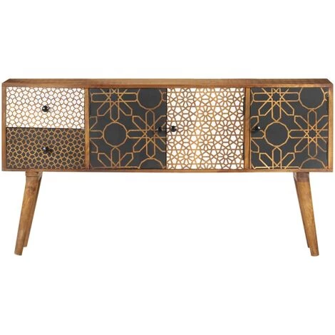 Buffet Avec Motif Imprimé Bois De Manguier Massif 130x30x70 Cm VidaXL 2 Buffet Avec Motif Imprimé Bois De Manguier Massif 130x30x70 Cm VidaXL – Image 2