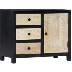 VidaXL Table D'appoint Sculptée à La Main Gris 75x35x60 Cm Manguier - Gris