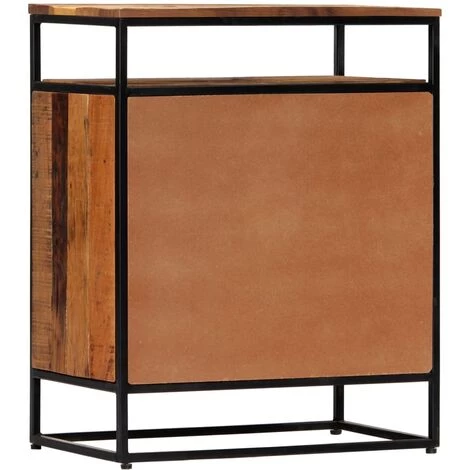 VidaXL Armoire Latérale 60x35x76 Cm Bois Récupération Massif Et Acier - Brun 2 VidaXL Armoire Latérale 60x35x76 Cm Bois Récupération Massif Et Acier - Brun – Image 2