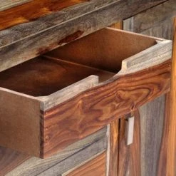 HELLOSHOP26 Buffet Bahut Armoire Console Meuble De Rangement Gris 160 Cm Bois De Sesham Massif - Bois -Buffet et enfilade Soldes 14723307 5