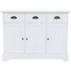 HELLOSHOP26 Buffet Bahut Armoire Console Meuble De Rangement Avec 3 Portes Mdf Et Bois De Pin 105 Cm - Bois -Buffet et enfilade Soldes 14723663 4