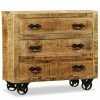 HELLOSHOP26 Buffet Bahut Armoire Console Meuble De Rangement Avec 3 Tiroirs Bois De Manguier Brut - Bois