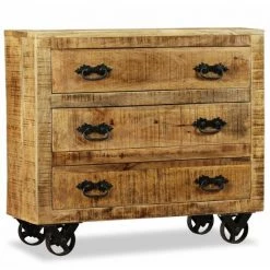 HELLOSHOP26 Buffet Bahut Armoire Console Meuble De Rangement Avec 3 Tiroirs Bois De Manguier Brut - Bois