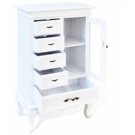 HELLOSHOP26 Buffet Bahut Armoire Console Meuble De Rangement Avec 5 Tiroirs Et 2 étagères Blanc - Blanc 5 HELLOSHOP26 Buffet Bahut Armoire Console Meuble De Rangement Avec 5 Tiroirs Et 2 étagères Blanc - Blanc – Image 5