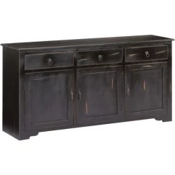 HELLOSHOP26 Buffet Bahut Armoire Console Meuble De Rangement Noir 160 Cm Bois De Manguier Massif - Bois