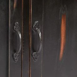 HELLOSHOP26 Buffet Bahut Armoire Console Meuble De Rangement Noir 160 Cm Bois De Manguier Massif - Bois -Buffet et enfilade Soldes 14724480 4