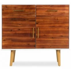 HELLOSHOP26 Buffet Bahut Armoire Console Meuble De Rangement Bois D'acacia Massif 90 Cm - Bois -Buffet et enfilade Soldes 14725494 3