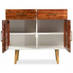 HELLOSHOP26 Buffet Bahut Armoire Console Meuble De Rangement Bois D'acacia Massif 90 Cm - Bois -Buffet et enfilade Soldes 14725494 5