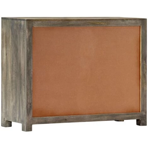 VidaXL Armoire Latérale Gris 75x30x60 Cm Bois De Manguier Massif - Brun 3 VidaXL Armoire Latérale Gris 75x30x60 Cm Bois De Manguier Massif - Brun – Image 3