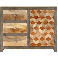 VidaXL Armoire Latérale Gris 75x30x60 Cm Bois De Manguier Massif - Brun 8 VidaXL Armoire Latérale Gris 75x30x60 Cm Bois De Manguier Massif - Brun -Buffet et enfilade Soldes 14742265 4