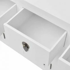 HELLOSHOP26 Buffet Bahut Armoire Console Meuble De Rangement En Style Chinois En Bois Massif Blanc - Blanc -Buffet et enfilade Soldes 14766119 5