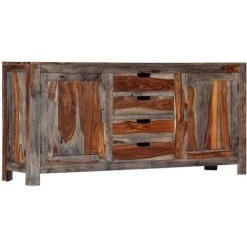 VidaXL Buffet Gris 160 X 40 X 75 Cm Bois De Sesham Massif - Gris