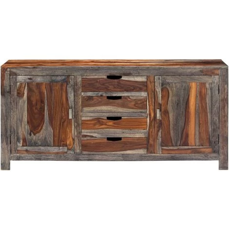 VidaXL Buffet Gris 160 X 40 X 75 Cm Bois De Sesham Massif - Gris 2 VidaXL Buffet Gris 160 X 40 X 75 Cm Bois De Sesham Massif - Gris – Image 2