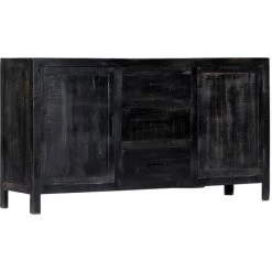 VidaXL Buffet Noir 147x40x80 Cm Bois De Manguier Massif - Noir