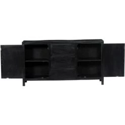 VidaXL Buffet Noir 147x40x80 Cm Bois De Manguier Massif - Noir -Buffet et enfilade Soldes 14790402 5