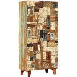 VidaXL Buffet Sculpté à La Main 85x45x180 Cm Bois Récupération Solide - Brun