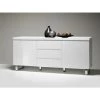 Buffet Coloris Laqué Blanc Brillant Avec 3 Tiroirs - L167 X H74 X P42 Cm -PEGANE-