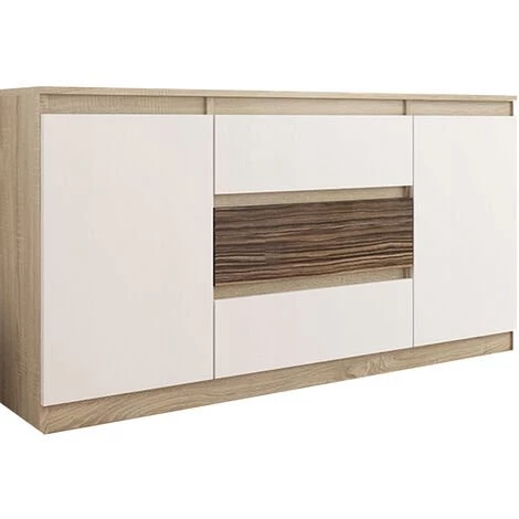 HUCOCO ALBI - Buffet De Salon 3 Tiroirs + 2 Portes - 140x40x76 Cm - Commode Salon - Meuble De Rangement - Beige 1 HUCOCO ALBI - Buffet De Salon 3 Tiroirs + 2 Portes - 140x40x76 Cm - Commode Salon - Meuble De Rangement - Beige