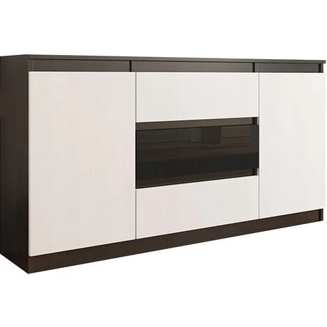 HUCOCO ALBI - Buffet De Salon 3 Tiroirs + 2 Portes - 140x40x76 Cm - Commode Salon - Meuble De Rangement - Marron 1 HUCOCO ALBI - Buffet De Salon 3 Tiroirs + 2 Portes - 140x40x76 Cm - Commode Salon - Meuble De Rangement - Marron