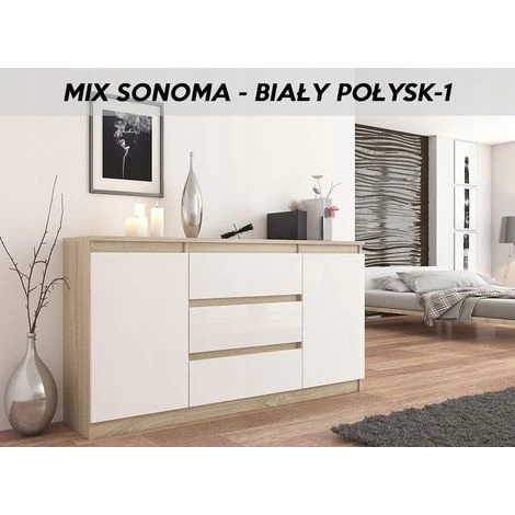 HUCOCO ALBI S1 - Commode Buffet Contemporaine Chambre/salon/bureau - 140x40x76 Cm - 3 Tiroirs 2 Portes - Mobilier Bureau Tendance - Beige 1 HUCOCO ALBI S1 - Commode Buffet Contemporaine Chambre/salon/bureau - 140x40x76 Cm - 3 Tiroirs 2 Portes - Mobilier Bureau Tendance - Beige