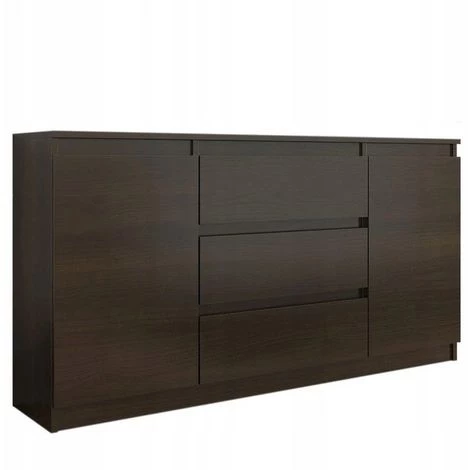 HUCOCO ALBI - Commode Buffet Contemporain 140x40x76 Cm 3 Tiroirs/2 Portes - Meuble Rangement Chambre/salon/bureau - Dressing Moderne - Marron 1 HUCOCO ALBI - Commode Buffet Contemporain 140x40x76 Cm 3 Tiroirs/2 Portes - Meuble Rangement Chambre/salon/bureau - Dressing Moderne - Marron