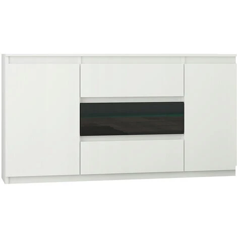 HUCOCO ALBI W1 - Commode Contemporaine Meuble Rangement Buffet Chambre/salon/bureau - 140x40x76 - 3 Tiroirs&2 Portes - Finition Tendance - Blanc 1 HUCOCO ALBI W1 - Commode Contemporaine Meuble Rangement Buffet Chambre/salon/bureau - 140x40x76 - 3 Tiroirs&2 Portes - Finition Tendance - Blanc