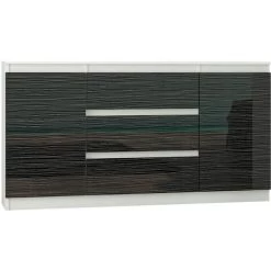 HUCOCO ALBI W2 - Commode Contemporaine 3 Tiroirs - 140x40x76 Cm - Meuble Rangement Chambre/salon/bureau - Buffet Finition Laquée - Blanc