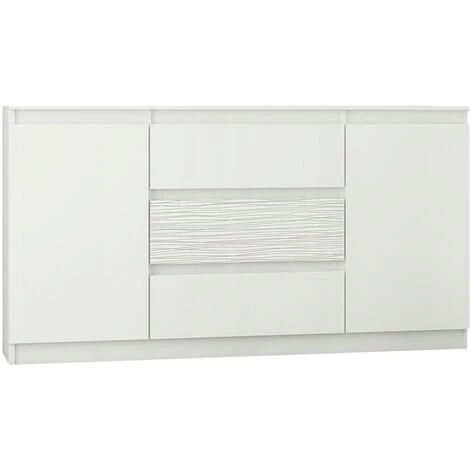 HUCOCO ALBI W1 - Commode Contemporaine Meuble Rangement Buffet Chambre/salon - 140x40x76 Cm - 3 Tiroirs + 2 Portes - Mobilier Bureau - Blanc 1 HUCOCO ALBI W1 - Commode Contemporaine Meuble Rangement Buffet Chambre/salon - 140x40x76 Cm - 3 Tiroirs + 2 Portes - Mobilier Bureau - Blanc