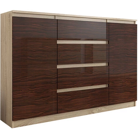 HUCOCO PORTO S2 - Commode Contemporaine Meuble Rangement Chambre - 140x40x98 Cm - 4 Tiroirs/2 Portes - Finition Gloss - Buffet Séjour - Beige 1 HUCOCO PORTO S2 - Commode Contemporaine Meuble Rangement Chambre - 140x40x98 Cm - 4 Tiroirs/2 Portes - Finition Gloss - Buffet Séjour - Beige
