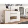 HUCOCO PORTO S1 - Commode Contemporaine Rangement Chambre/salon - 140x40x98 - Meuble 4 Tiroirs + 2 Portes - Finition Gloss - Buffet - Beige