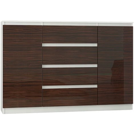 HUCOCO PORTO W2 - Commode Contemporaine Meuble Rangement Chambre/salon - 140x40x98 - 4 Tiroirs/2 Portes - Finition Gloss - Buffet Séjour - Blanc 1 HUCOCO PORTO W2 - Commode Contemporaine Meuble Rangement Chambre/salon - 140x40x98 - 4 Tiroirs/2 Portes - Finition Gloss - Buffet Séjour - Blanc